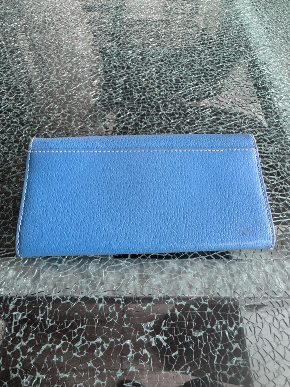 kate‎ spade bright blue pebbled leather continental wallet with gold-tone logo - Picture 2 of 5